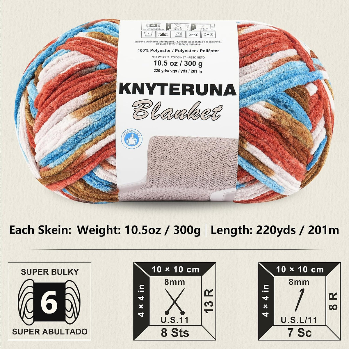 #6 Super Bulky Blanket Yarn for Crocheting - 4 Skeins