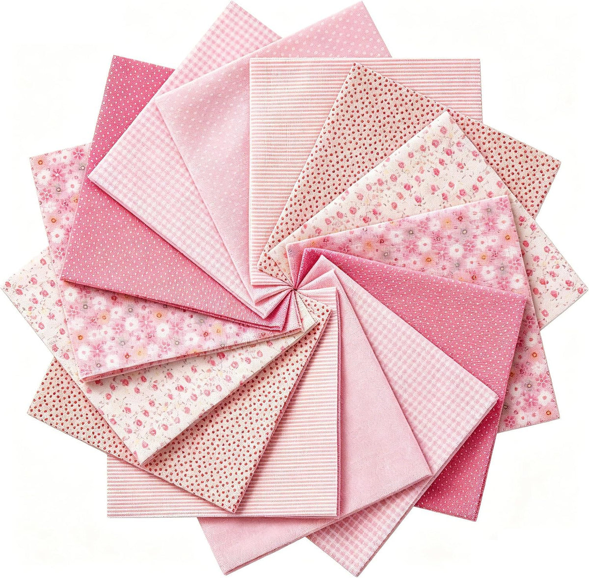 14PCS 10x10 Inch Pink Cotton Fabric Squares for Quilting, Pre-Cut