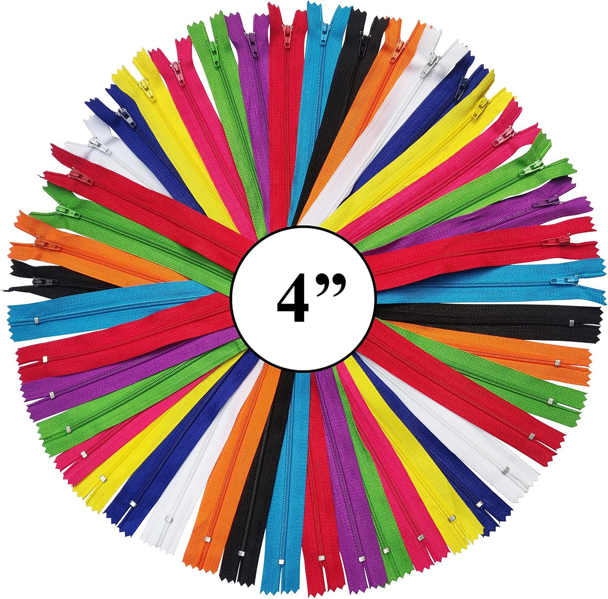KGS Nylon Zippers for Sewing Crafts | 10 Assorted Colors | Rainbow