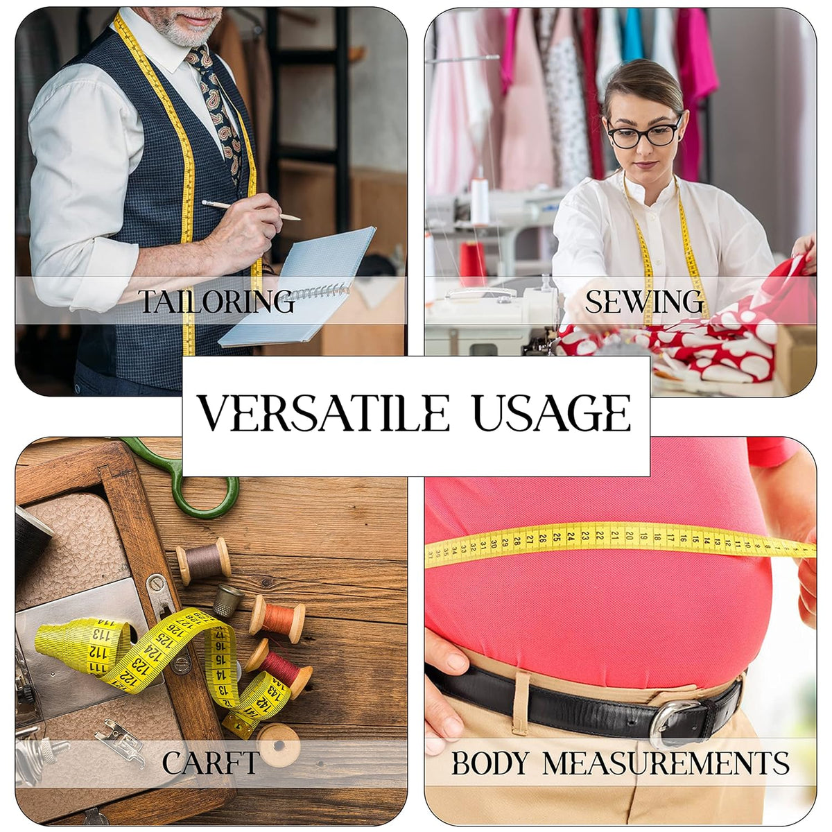 Flexible Tape Measure Pack of 2, Accurate Dual Scale Standard & Metric