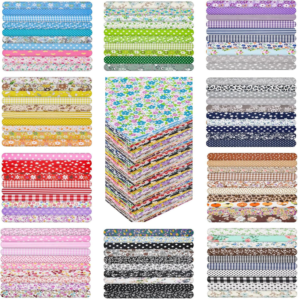 100pcs Cotton Fabric Squares – 9.8" x 9.8" Fabric Bundles for Sewing