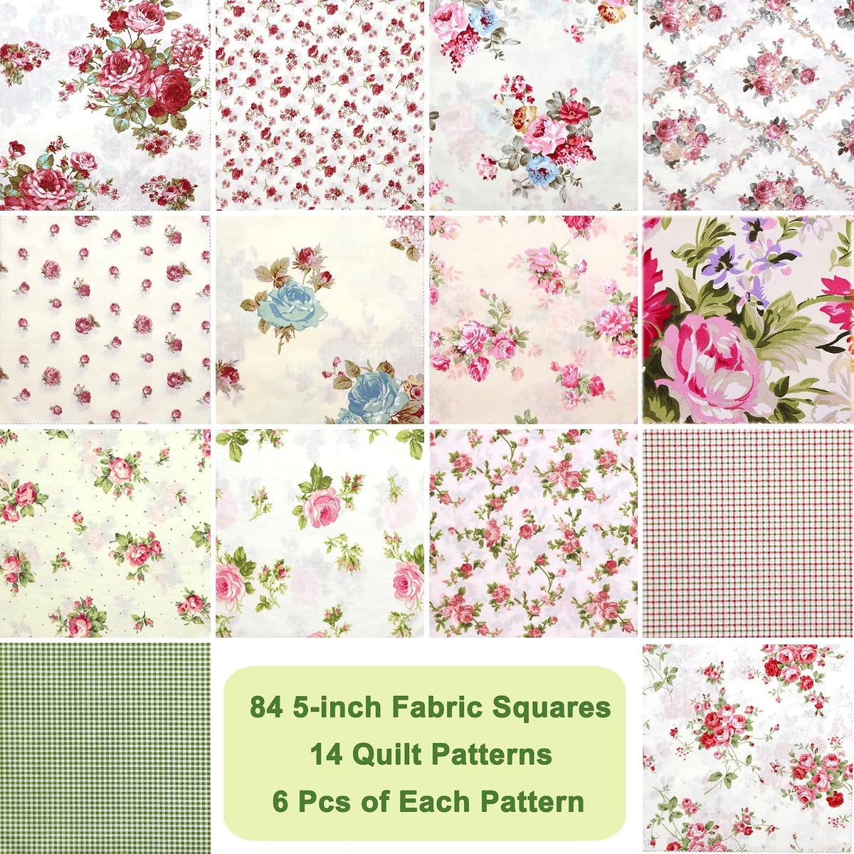 84 pcs 5" Charm Squares - Charm Packs for Quilting 5 inch - 5x5 inch