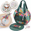 Round Embroidery Project Bag, Tote for Hoops, Floss&Sewing Supplies