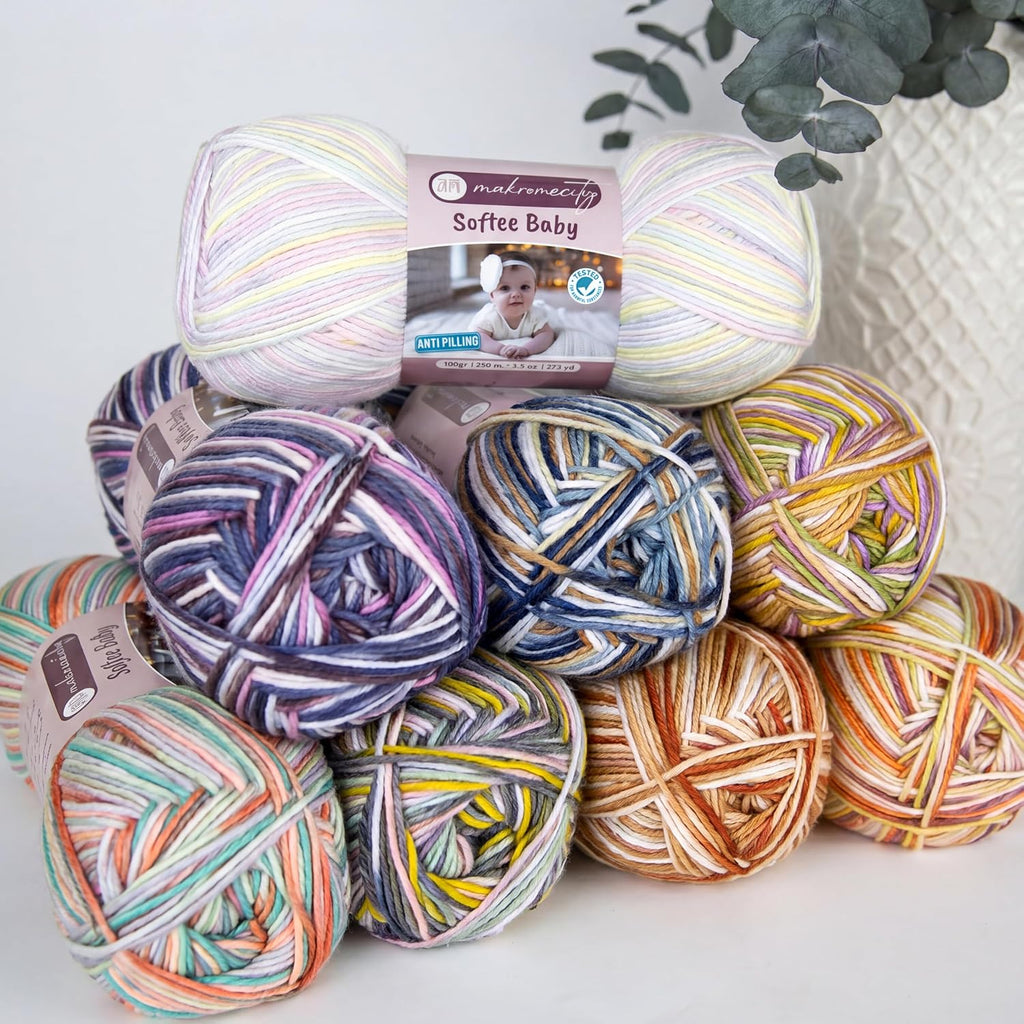 Softee Baby Yarn,%100 Premium Anti-Pilling Acrylic, 3.5 Oz, 273 yd