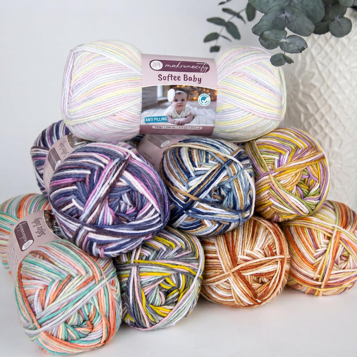 Softee Baby Yarn,%100 Premium Anti-Pilling Acrylic, 3.5 Oz, 273 yd
