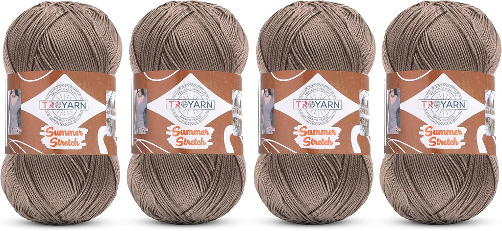 Troyarn Summer Stretch Acrylic Yarn, 4 Skeins, Beige
