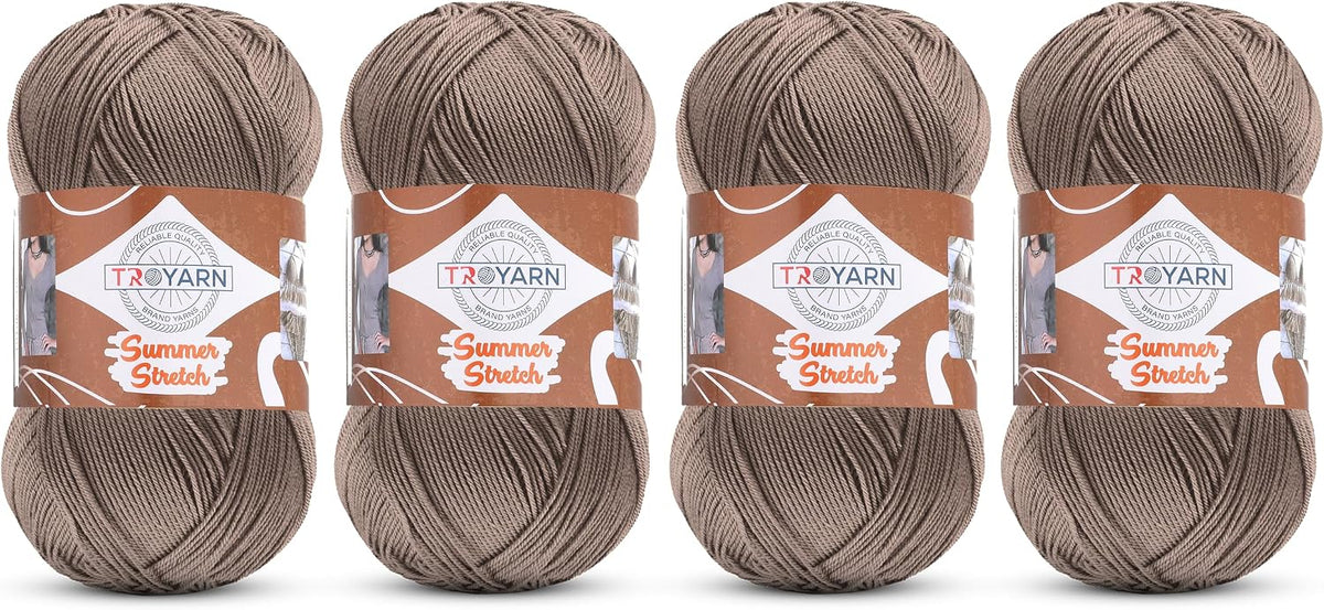 Troyarn Summer Stretch Acrylic Yarn, 4 Skeins, Beige