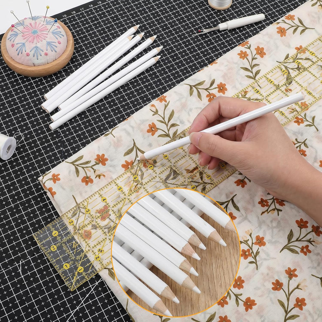 24PCS White Chalk Pencil, Ymapinc 7-inch Fabric Chalk Pencil for
