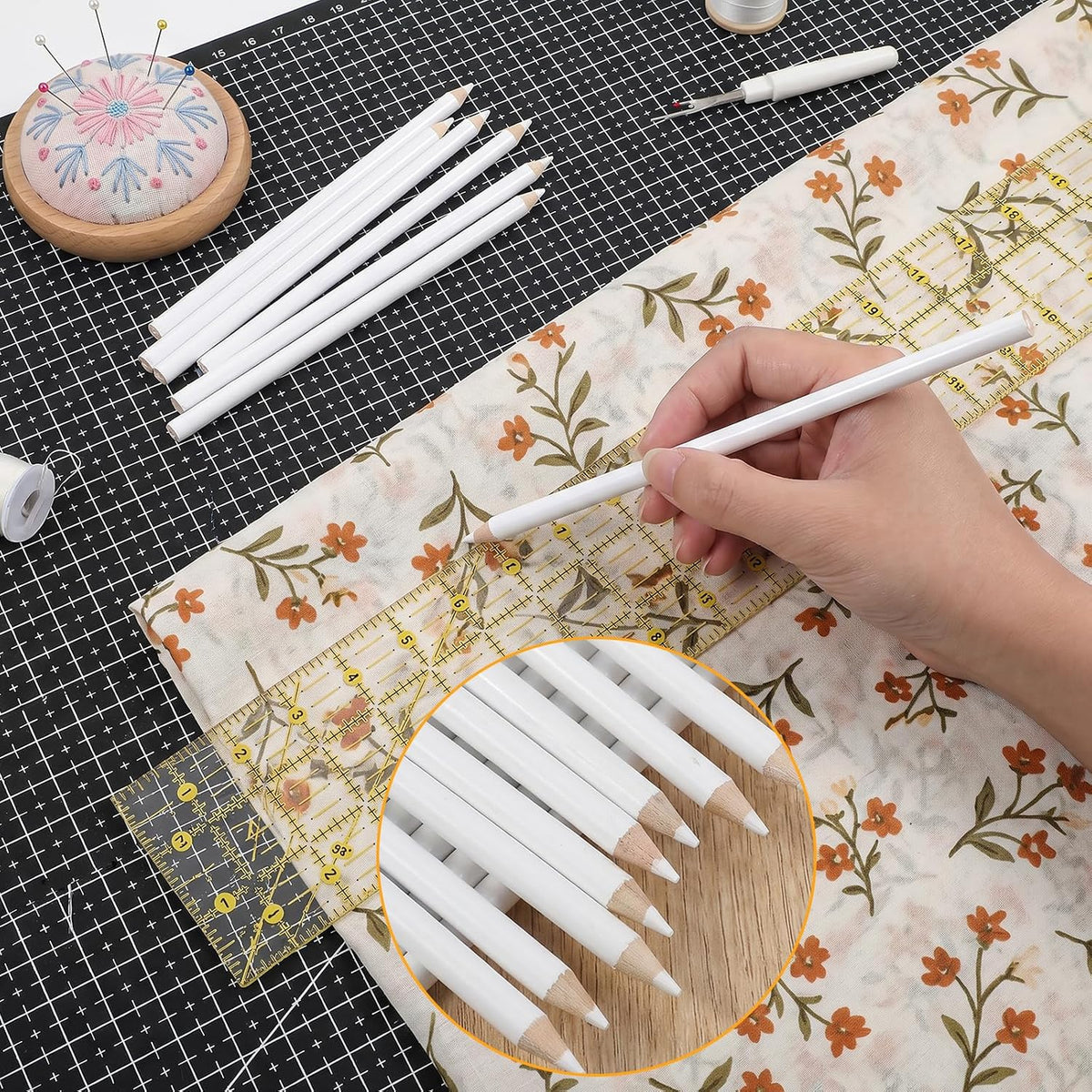 24PCS White Chalk Pencil, Ymapinc 7-inch Fabric Chalk Pencil for