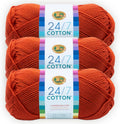 Lion Brand Yarn, 24/7 Cotton Yarn, Tangerine, Orange, 3 Pack