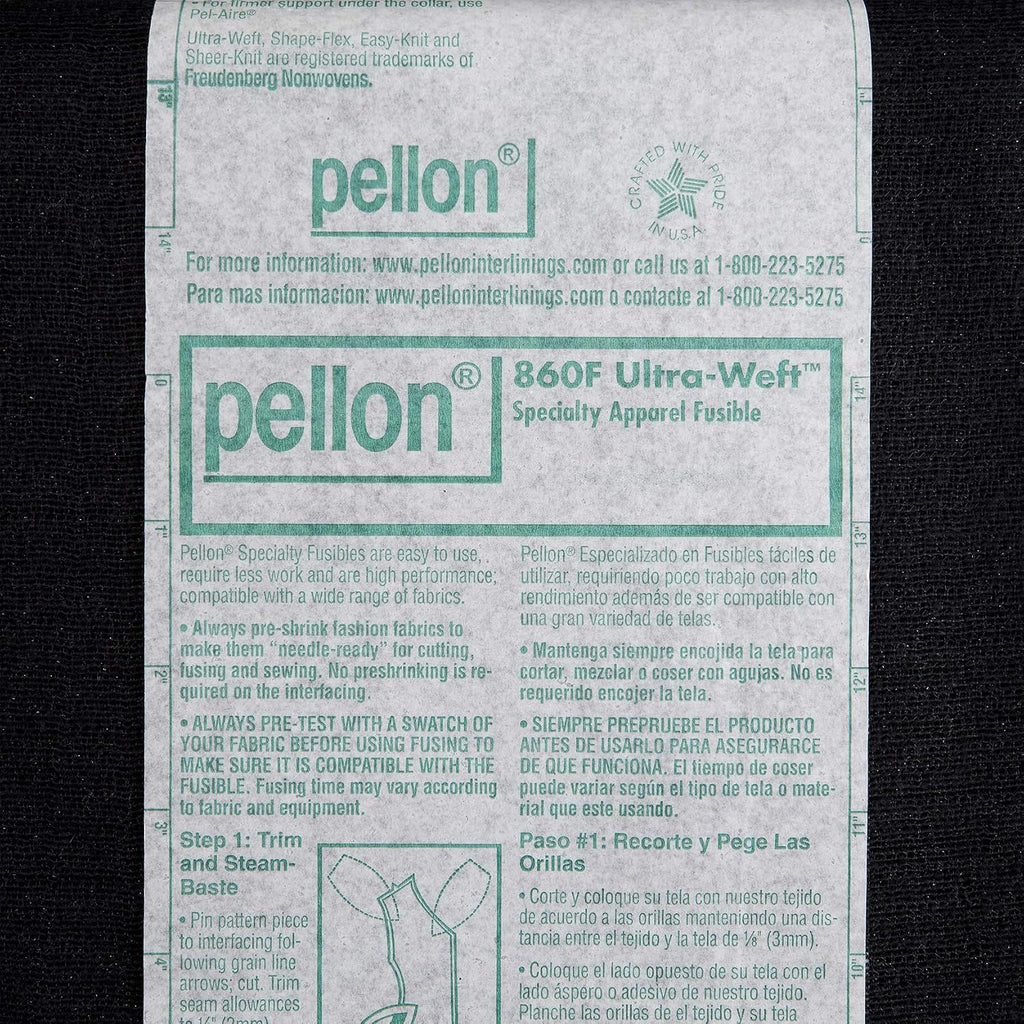Pellon 860F Ultra Weft Fusible Interfacing Black, Fabric by the Yard