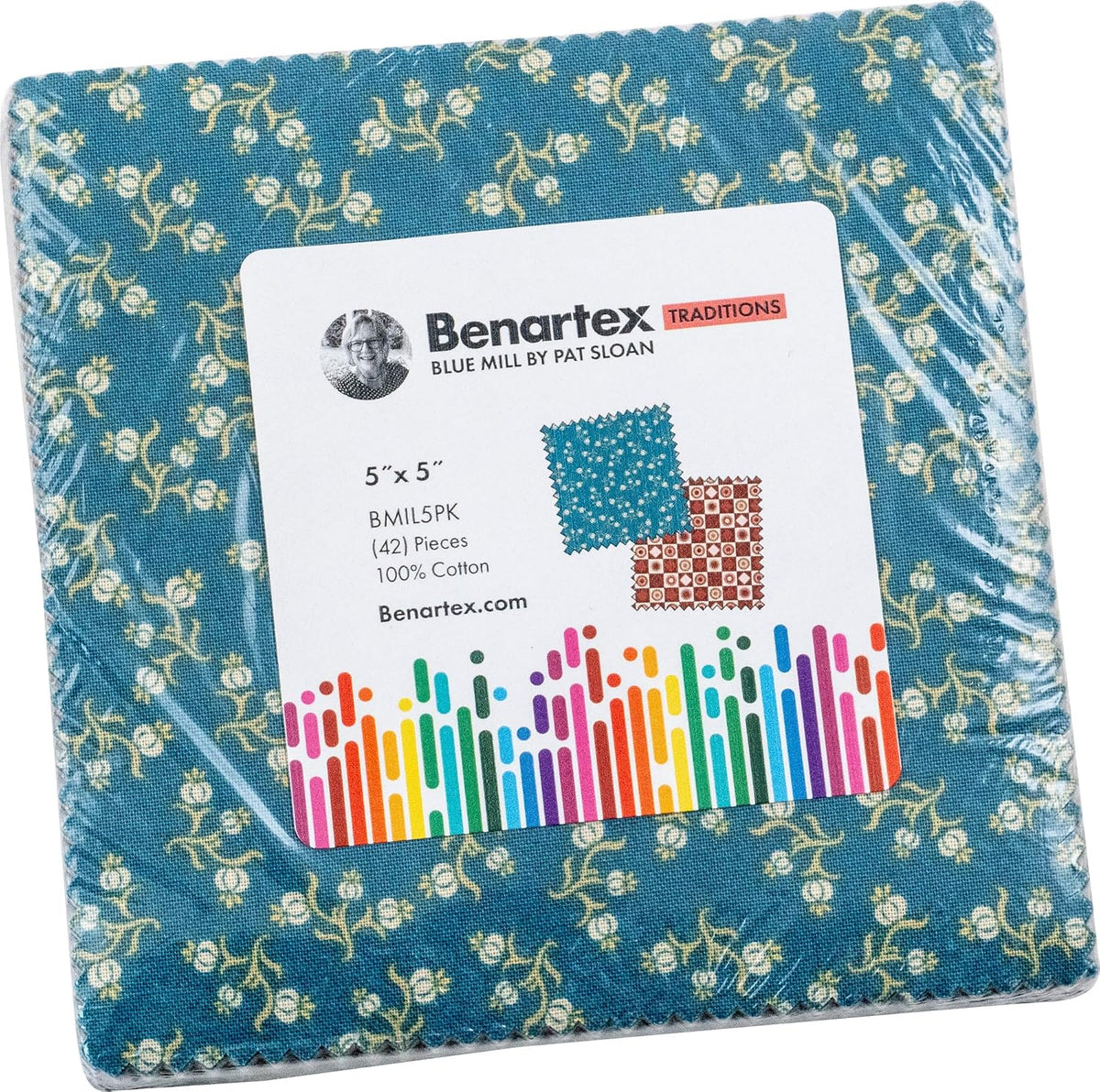 Pat Sloan Blue Mill 5X5 Pack 42 5-inch Squares Charm Pack Benartex