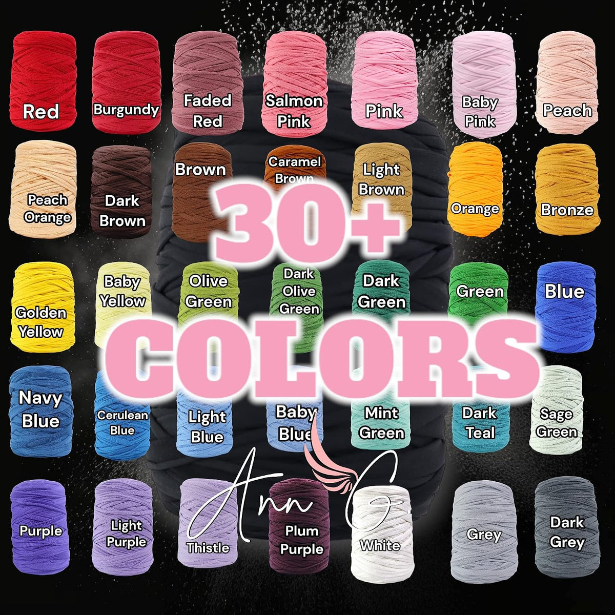 Ann G Premium T-Shirt Yarn, Super Soft Polyester, 300+ Feet, Durable