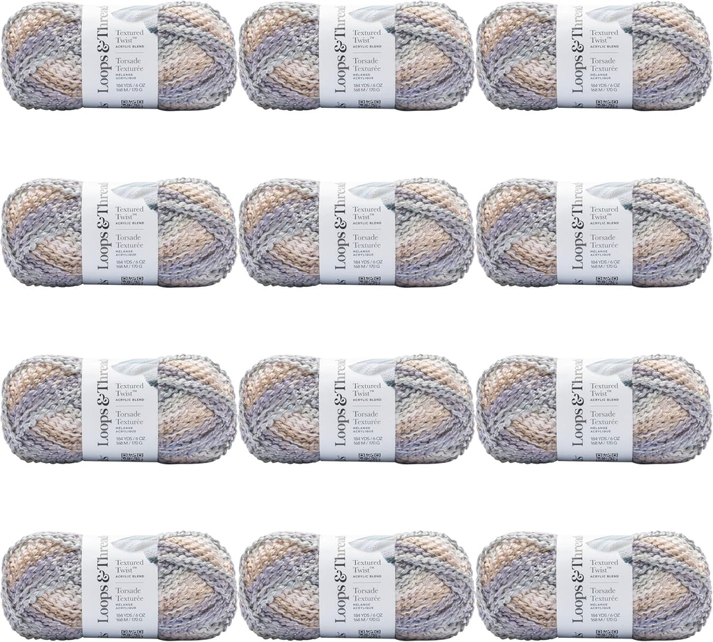 Loops & Threads Pastel Rainbow Textured Twist Yarn – Bulky Weight Yarn