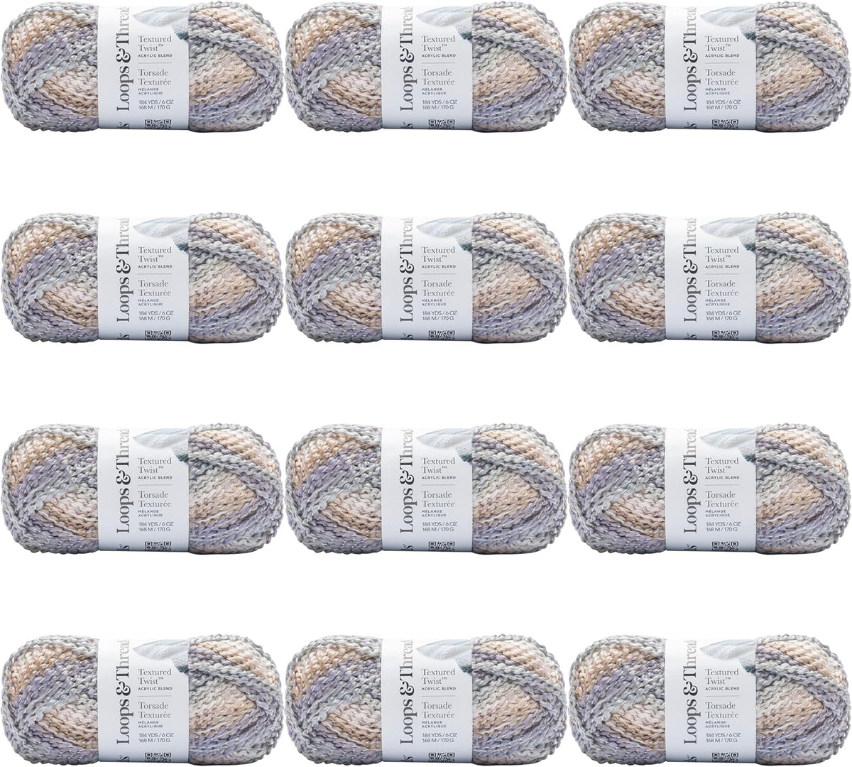 Loops & Threads Pastel Rainbow Textured Twist Yarn – Bulky Weight Yarn
