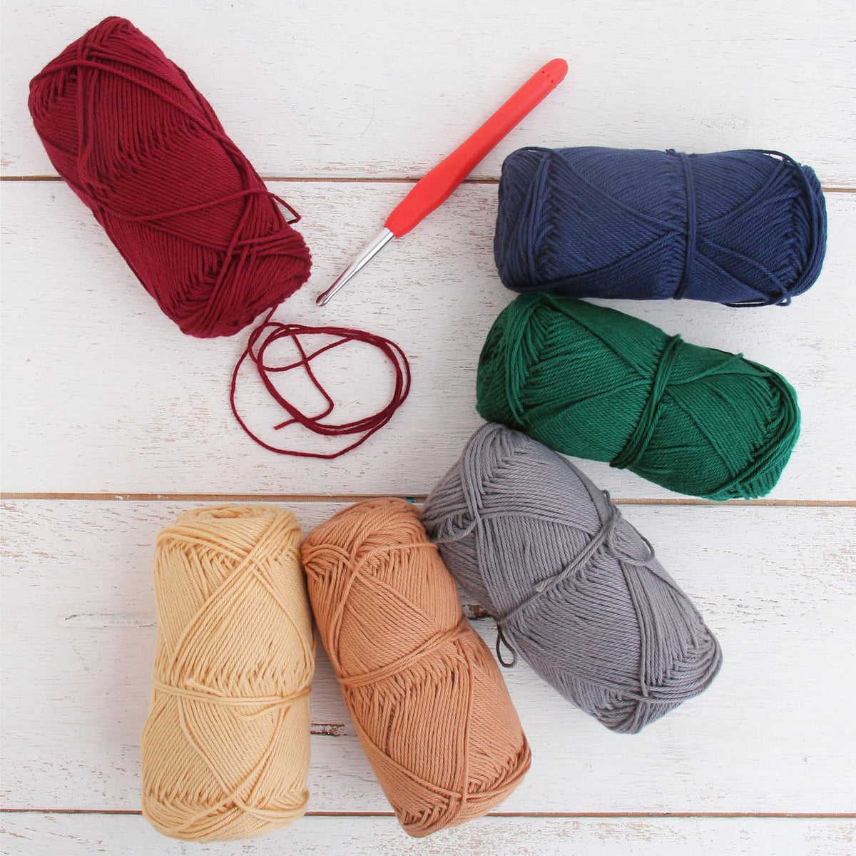 ThreadArt Cotton Crochet Yarn Set Size 2, 6 Pack 50g 165yd, Gemstone