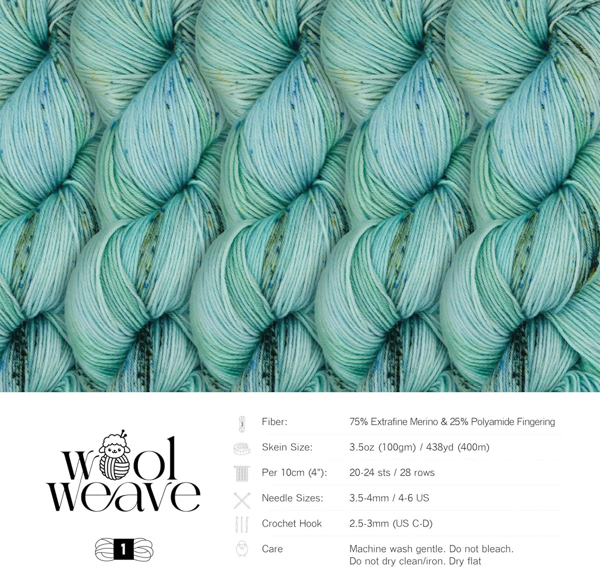Woolweave Fingering Weight Yarn - Hand Dyed Variegated Sock Yarn, 75%