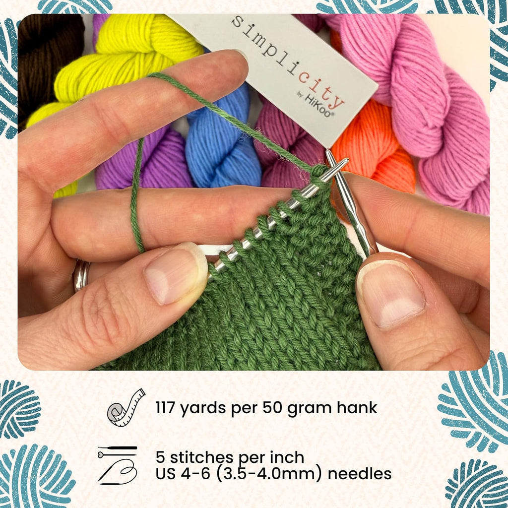HiKoo Simplicity DK Yarn, Merino, Wool, Acrylic, 117 yd, #144 Empress