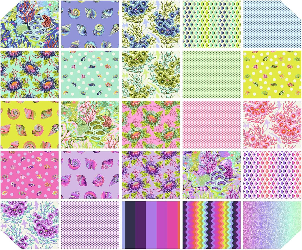 Tula Pink Floral Reef Charm Pack 42 5-inch Squares FreeSpirit Fabrics
