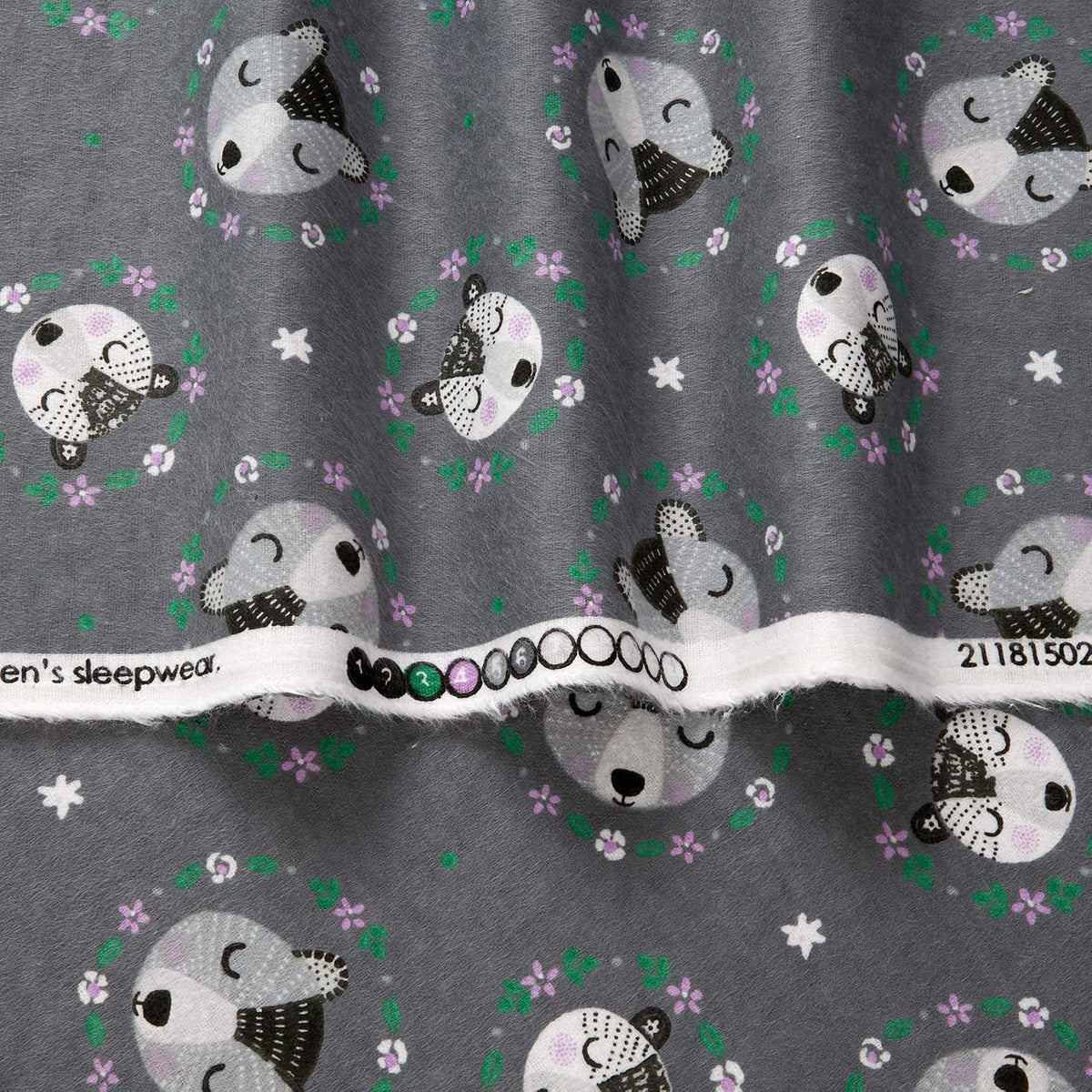 Bear Wreaths Flannel Grey, Fabric by the Yard