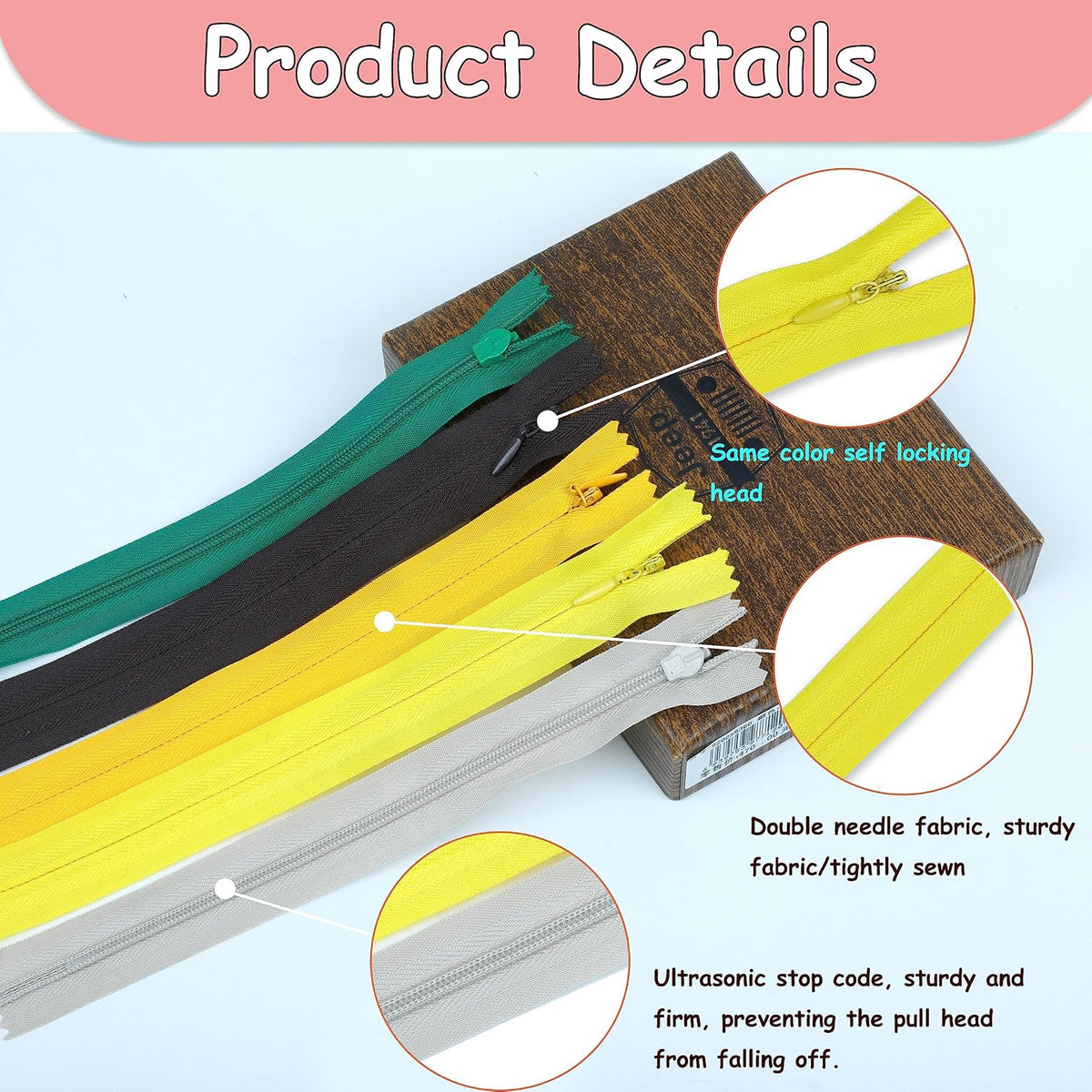 YAKA 60pcs Nylon Invisible Zippers Tailor Sewing Tools Garment