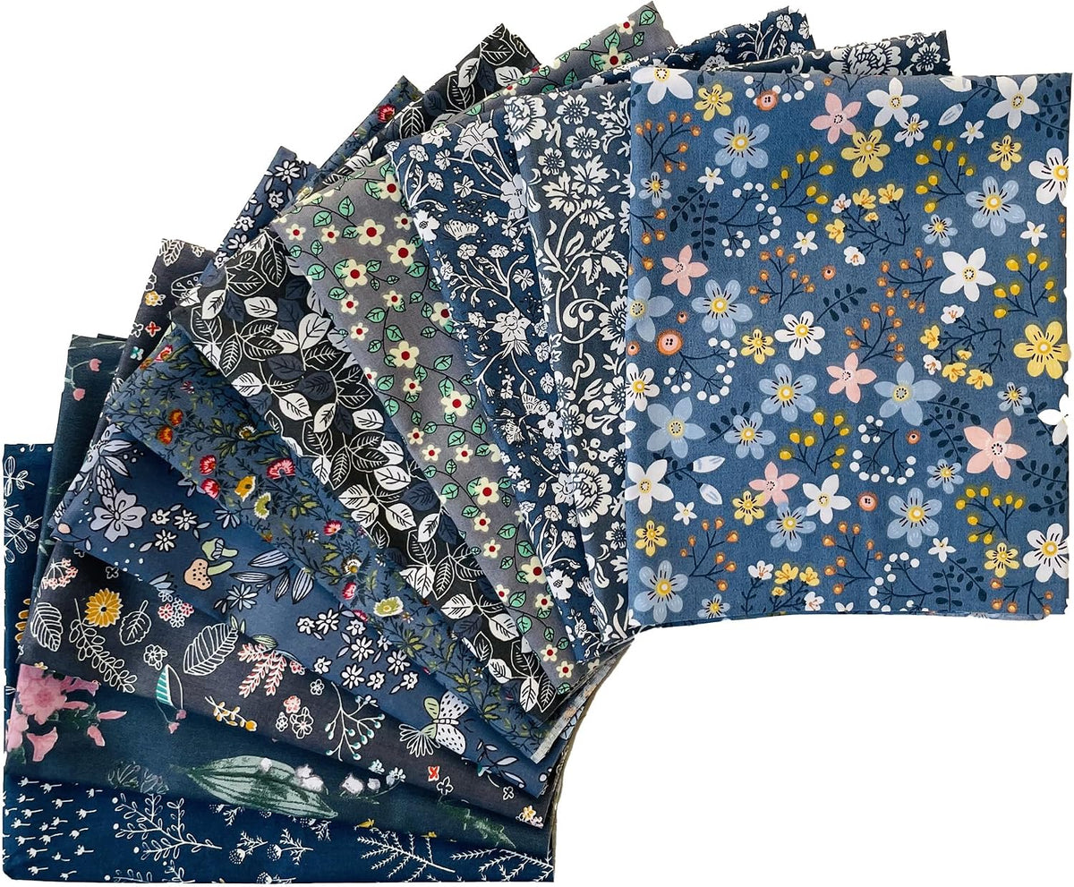 Cotton Quilting Fat Quarter Bundles Fabric for Sewing,Grey Floral