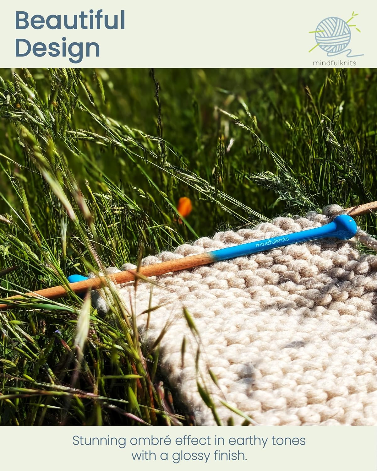 mindfulknits Premium Straight Single Pointed Beech Wood Knitting