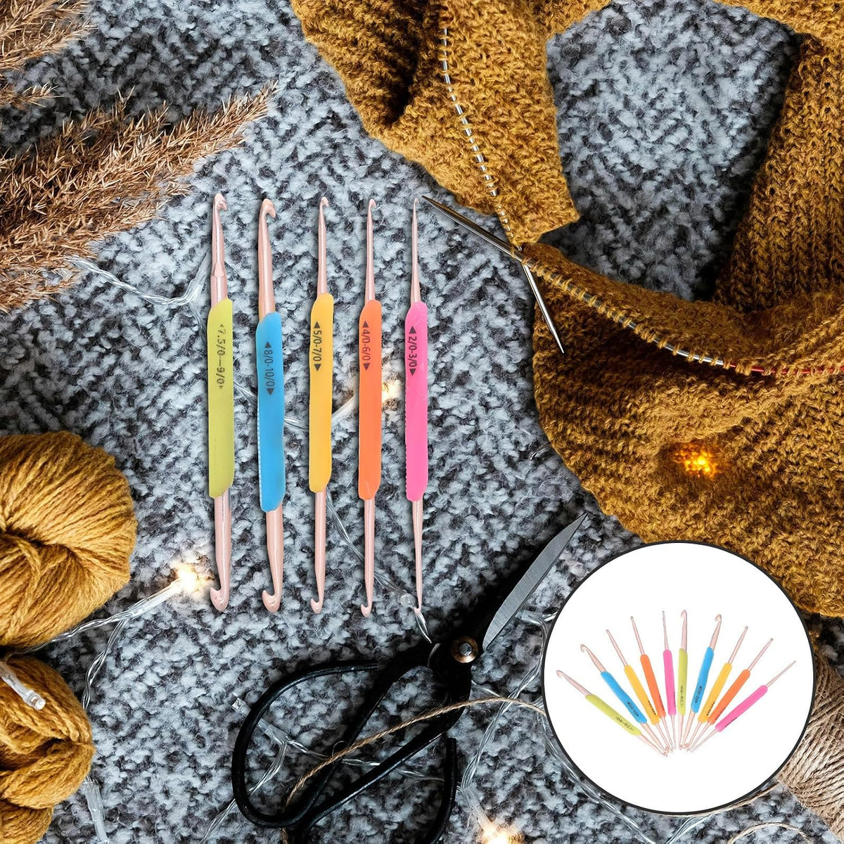10pcs Double Ended Crochet Hooks Set, Soft Grip Yarn Tools