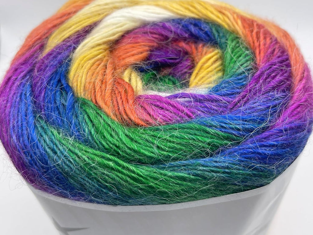 Green, Blue, Purple, Orange, Gold, White Cake Alpaca Fine - Alpaca