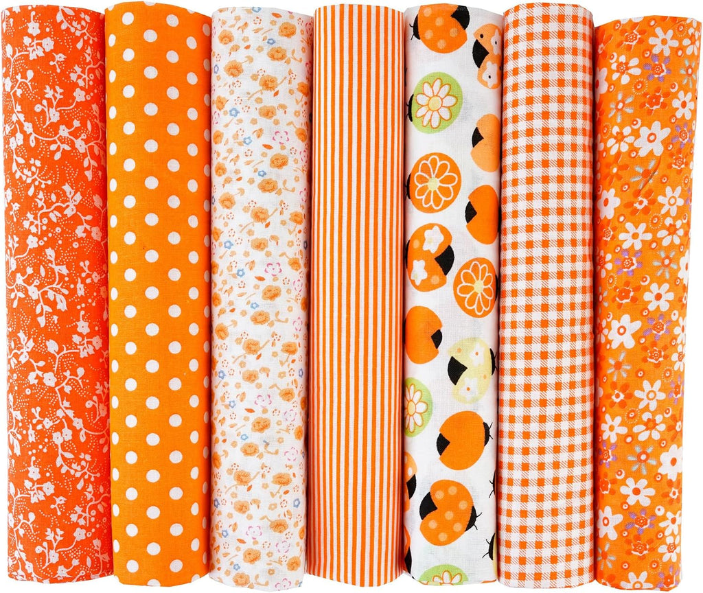 7PCS Flower Cotton Fabric Squares 20" x 20" Fat Quarter Fabric Bundles