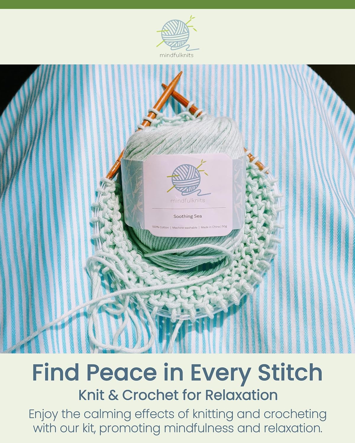mindfulknits Knitting Kit for Beginners Adults with Knitting Needles