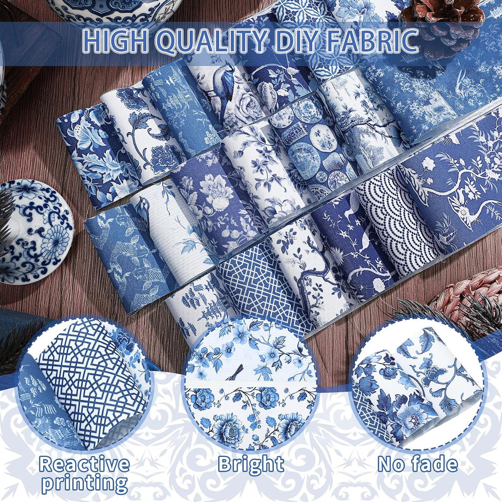 Fanfanwin 40 Pcs 2.56'' Blue Christmas Jelly Fabric Strip for Quilting