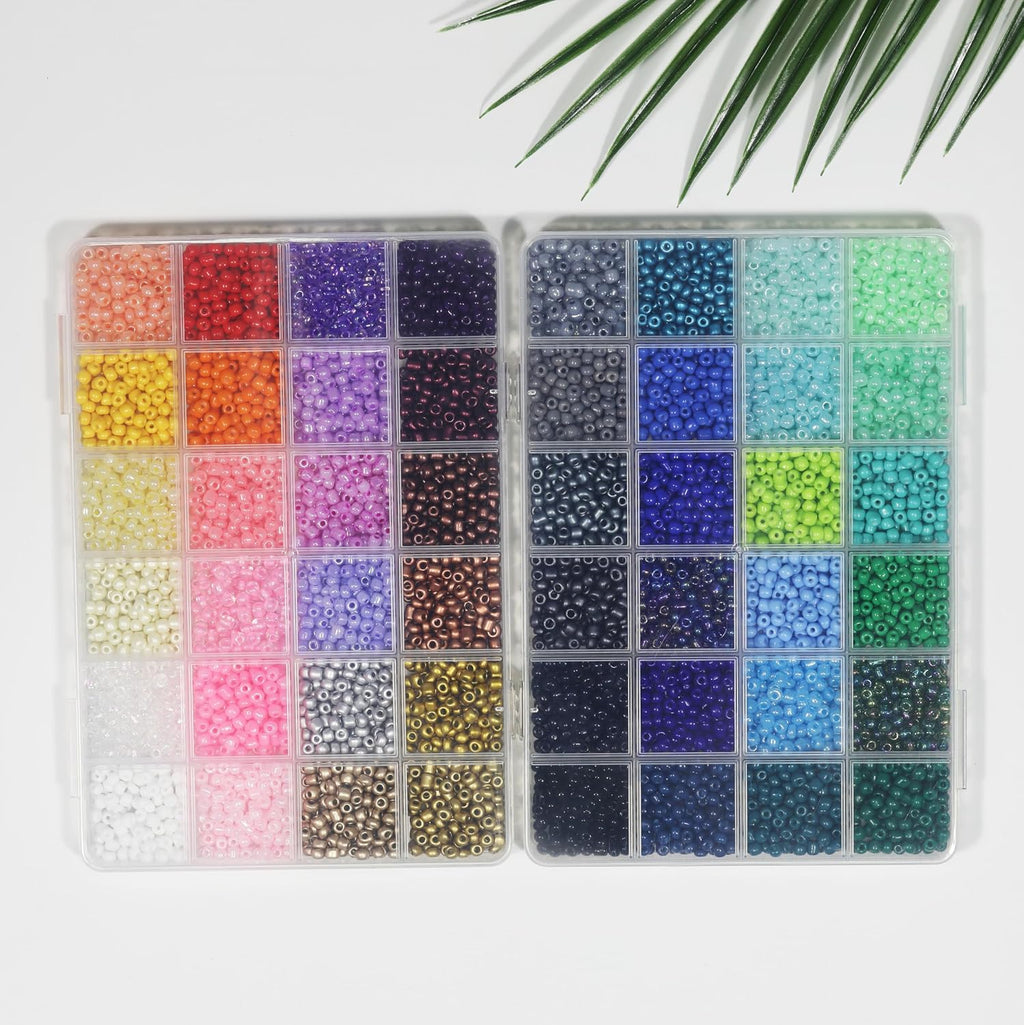 7200+pcs Size 4mm Glass Seed Beads for Making Jewelry, 48 Colors