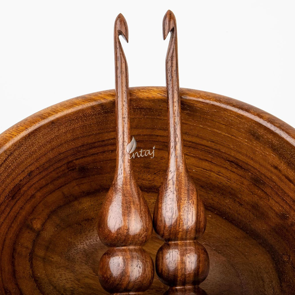 INTAJ Handmade Wooden Crochet Hook - Rosewood Needle Crochet Hooks Set