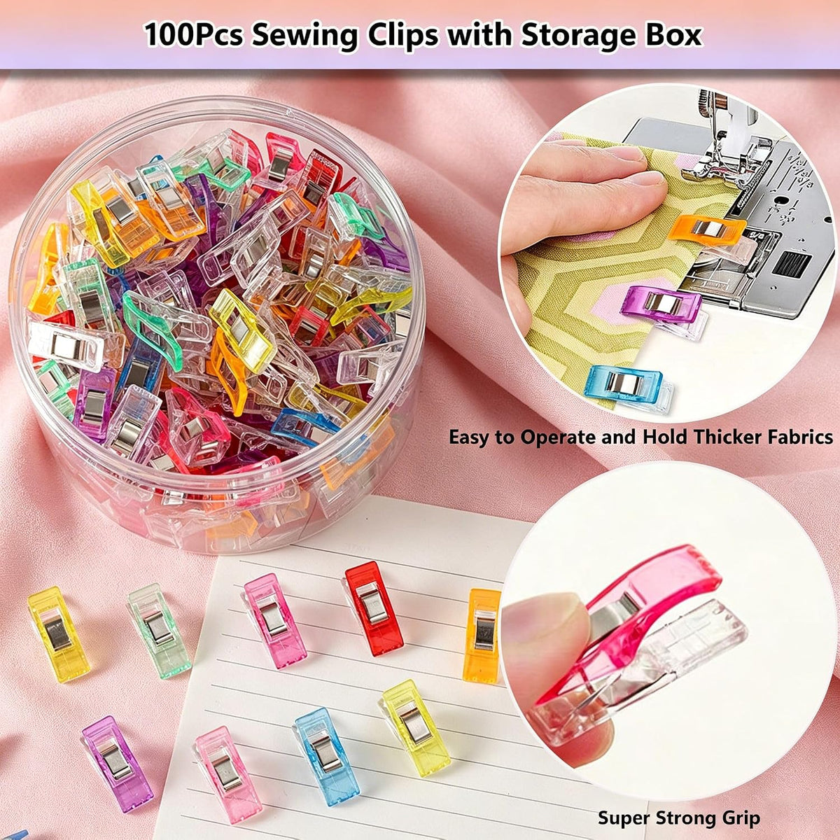 10Pcs Triangle Tailors Chalk with 100Pcs Sewing Clips, 100pcs Straight