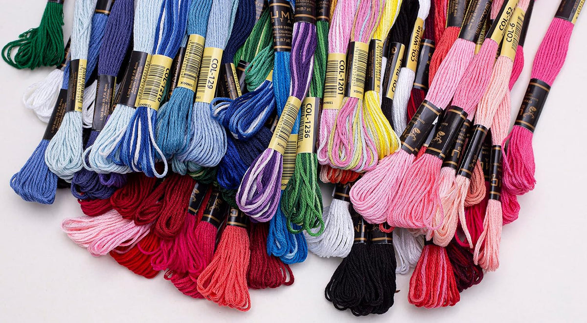 12 Pieces | Premium Embroidery Thread | 100% Egyptian Cotton Premium