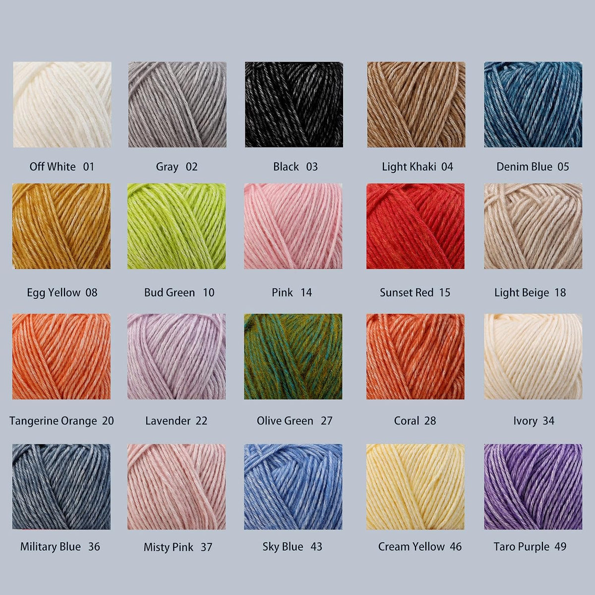 Cotton Blend Yarn 3-Pack DK Weight Light Worsted Yarn 78% Cotton 22%