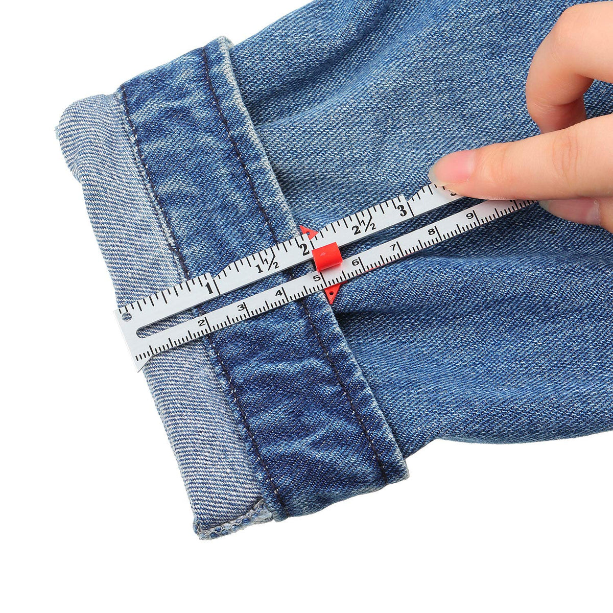 Frienda 2 Pcs Sewing Ruler Seam Gauge Metal Sliding Measuring Tool