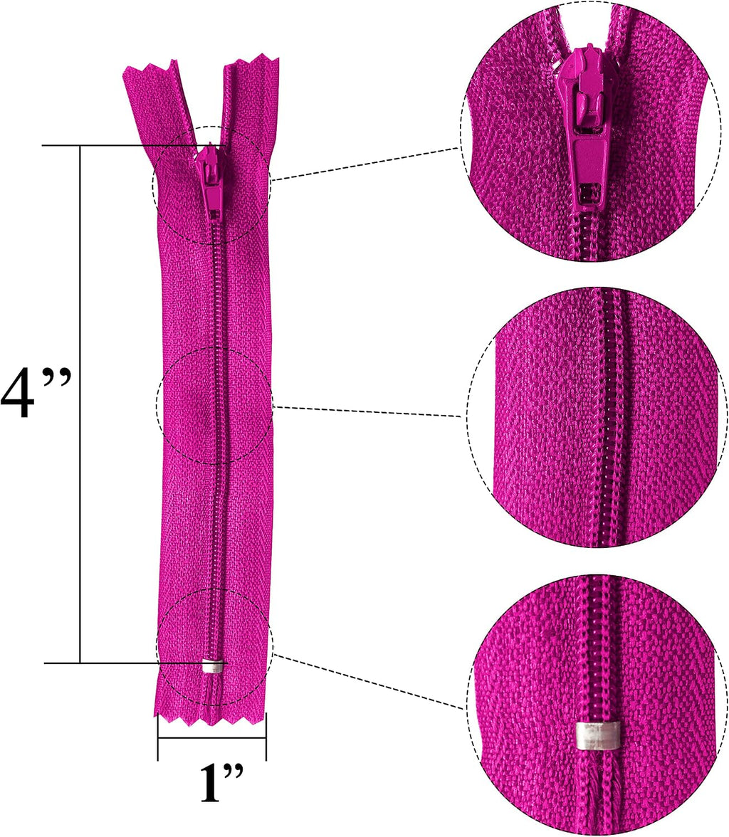KGS Nylon Zippers for Sewing Crafts | 10 Assorted Colors | Rainbow