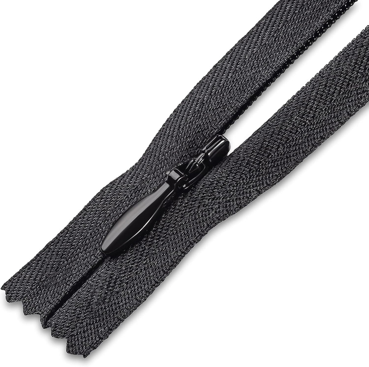 24 Inch Black Invisible Zipper, Nylon Non-Separating for Sewing