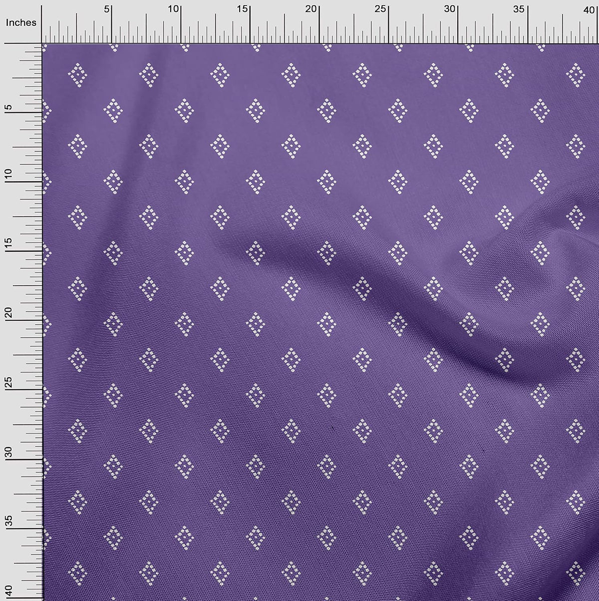 oneOone Cotton Poplin Purple Fabric Asian Batik Floral Quilting