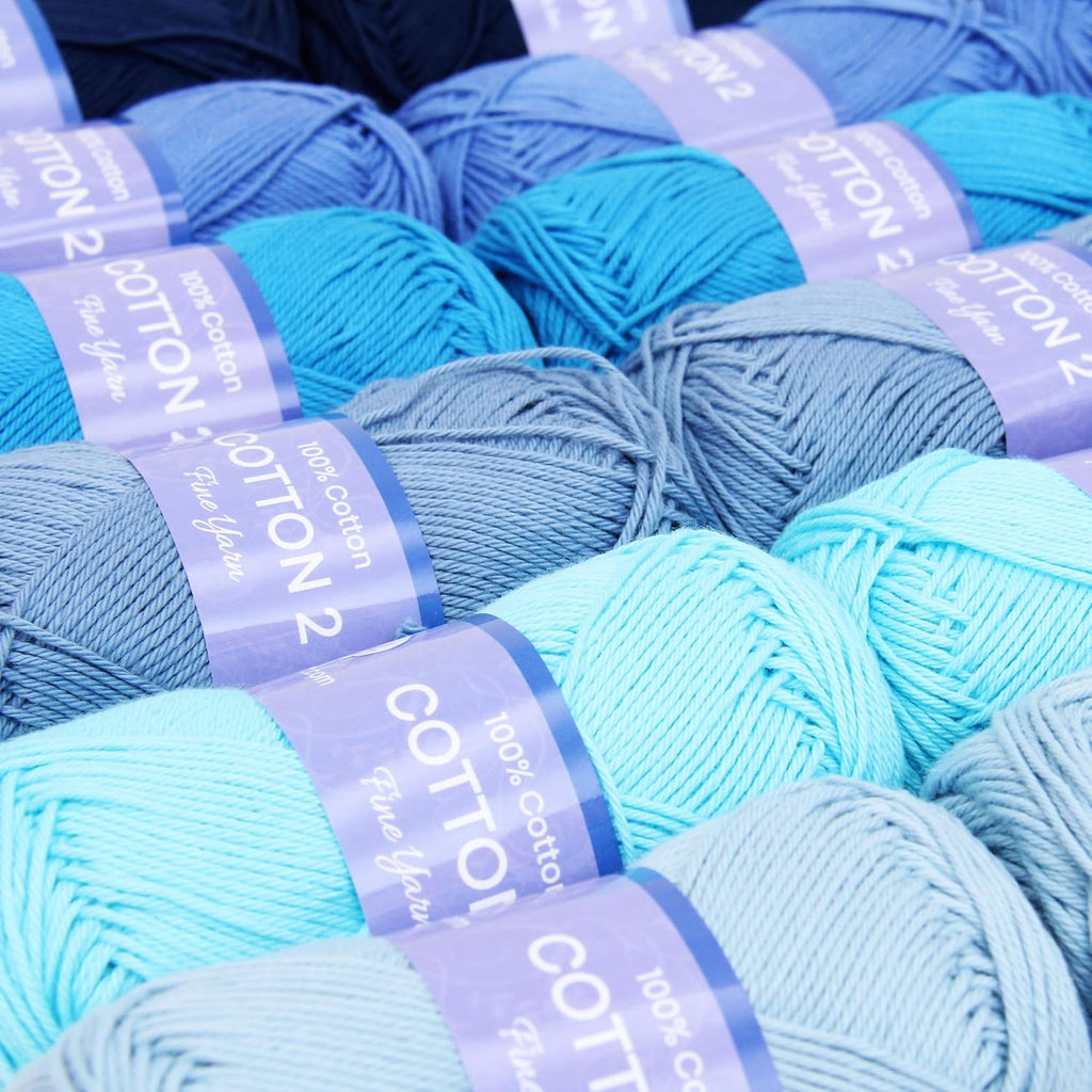 ThreadArt Cotton Crochet Yarn Set Size 2, 6 Pack 50g 165yd, Gemstone