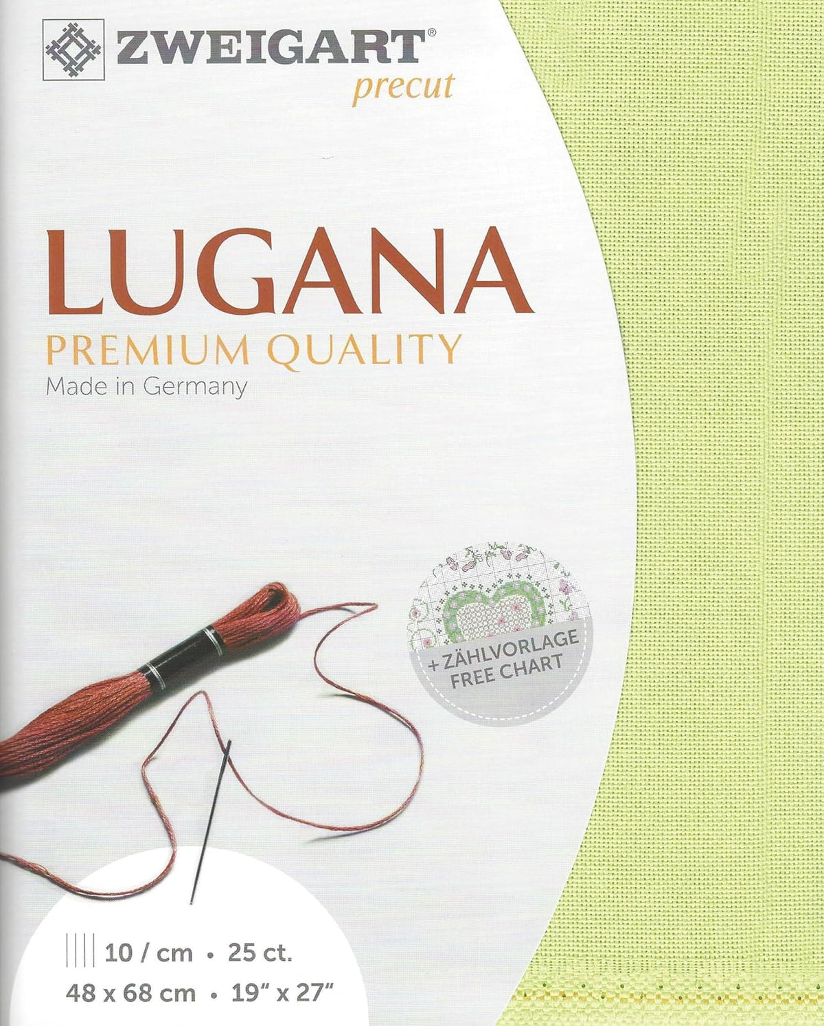 Wizardi Zweigart Lugana 25 Count Evenweave Cross Stitch Fabric - Lime