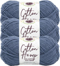Lion Brand Yarn, Cotton Hemp Worsted Crochet Yarn, Deep Denim, Blue