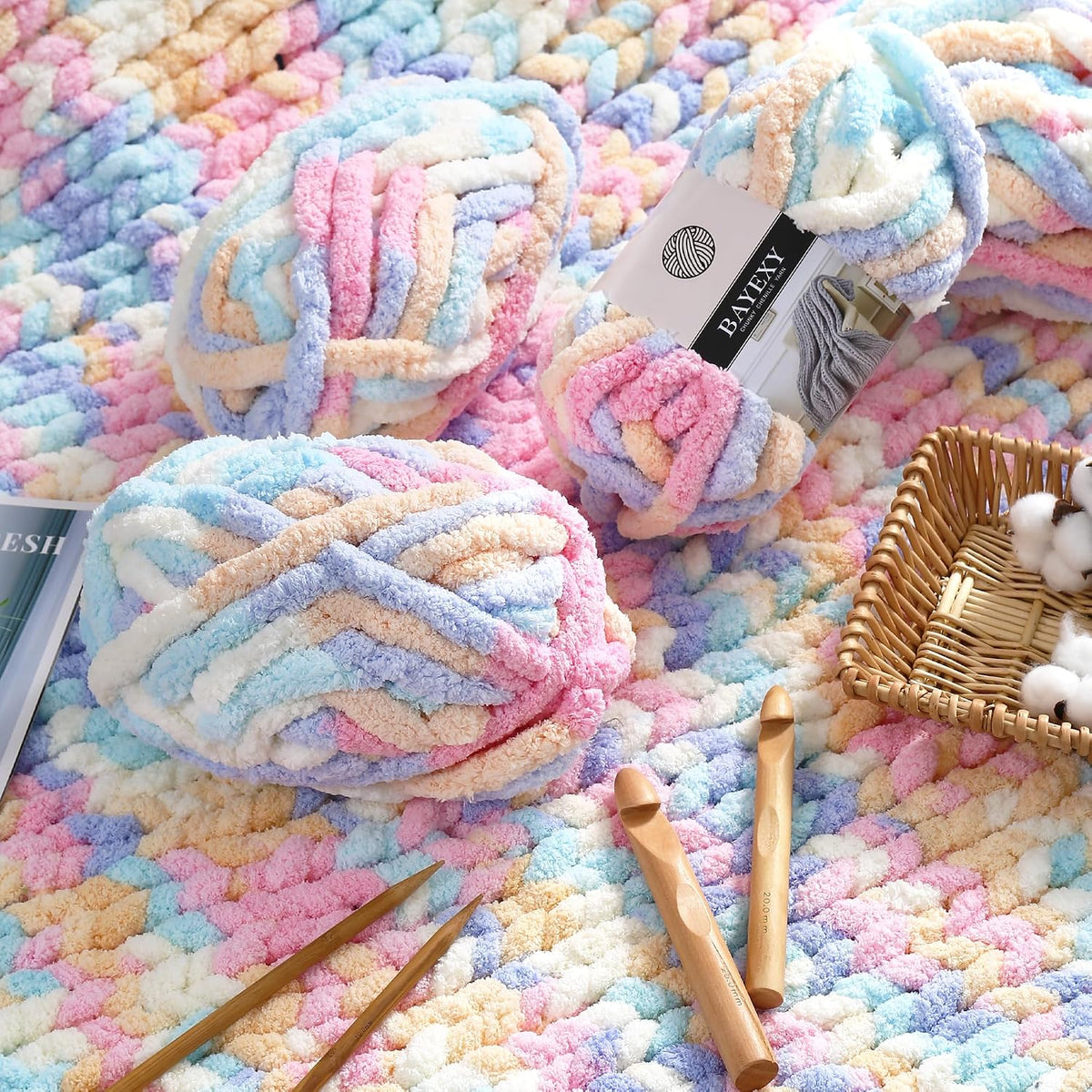 Chunky Chenille Yarn for Hand Knitting 8 Jumbo Pack Jumbo Chunky Yarn