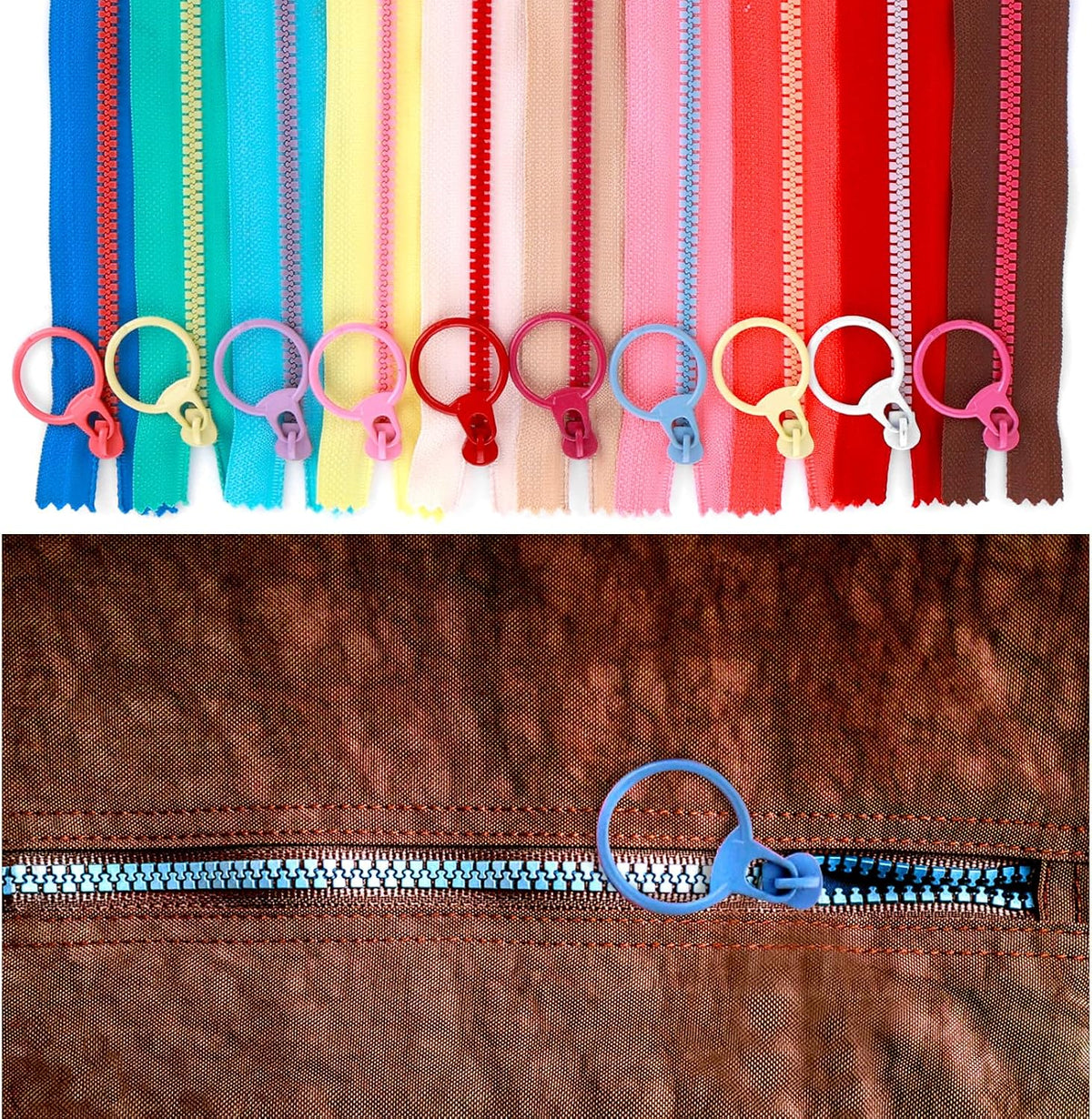 20Pcs Nylon Resin Zippers, Sewing Zippers with Ring Pulls,Plastic