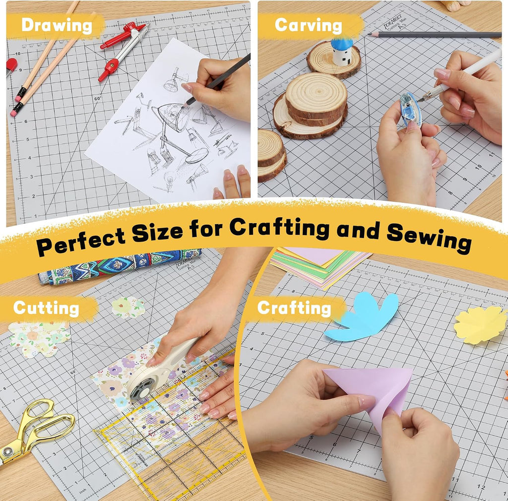 Self Healing Cutting Mat 18" x 12", A3 Double-Sided for Sewing &