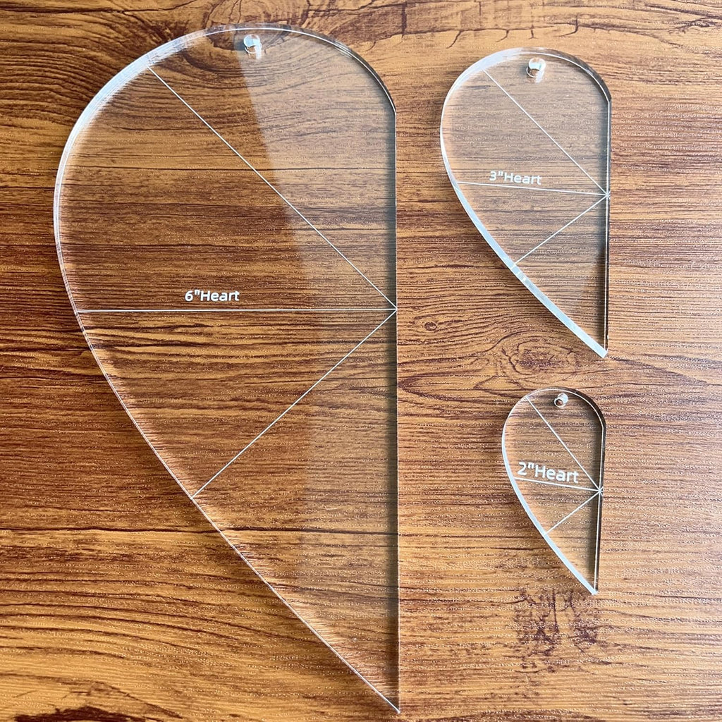 Half Heart Acrylic Quilting Template Set, for Patchwork, Sewing, DIY