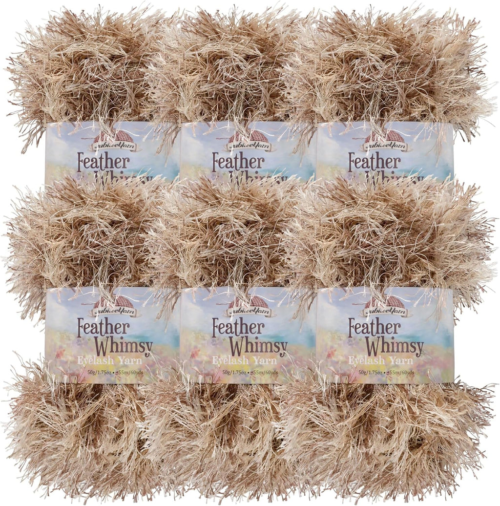 JubileeYarn Feather Whimsy Eyelash Yarn - Caramel - 6 Skeins