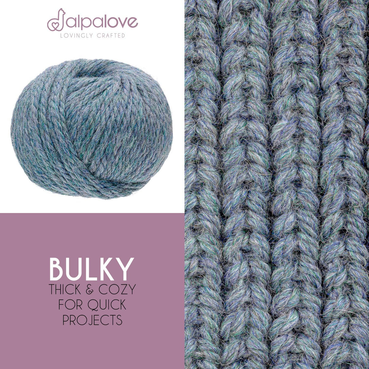 Bulky Alpaca Yarn Set, Soft 100% Baby Alpaca, 6 Skeins, 328 Yards